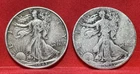 Lot of 2 90% Silver Half Dollar CULLS $1 Face 1937, 1944 Walking Liberty Half