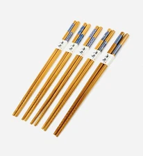 3671, 5 Pair Bamboo Chopsticks Set, Reusable Japanese Chinese Korean Wooden C...