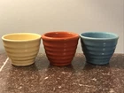 Vintage Bauer Pottery Ringware Custard Cup Lot Of 3 Yellow, Blue, Orange