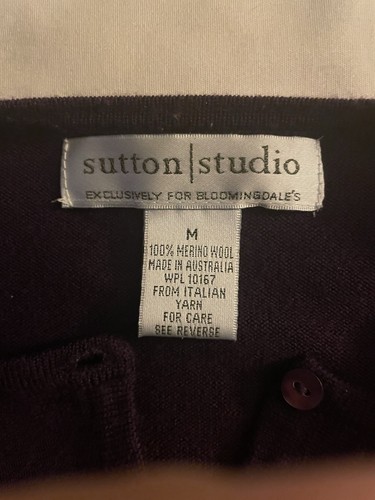 Sutton Studio For Bloomingdale's Women's Merino Wool Plum Color Sweater M EUC - Picture 3 of 5