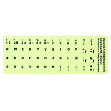 Spanish Keyboard Stickers Glow in the Dark, Keyboard Cover, Black
