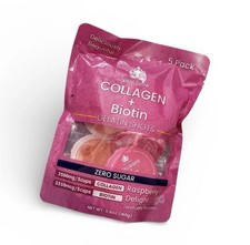  Collagen Biotin Gelatin Shots Zero Sugar Raspberry Delight 5 Pack