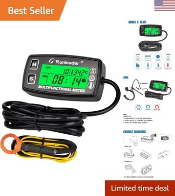 RPM Monitor & Engine Temperature Alert System - Digital with Backlight Display