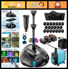 Pond Filter  U-V Clarifier Kit, 660GPH Pump, RGB LED Lights, Submersible Founta
