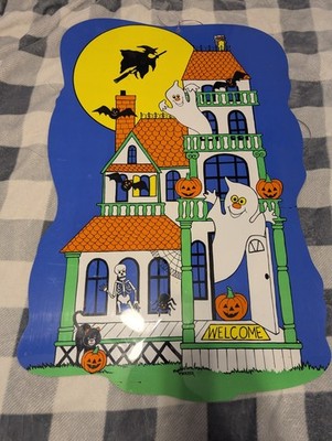 Vintage Halloween Haunted House Die Cut Decoration 29x18 F.Massa