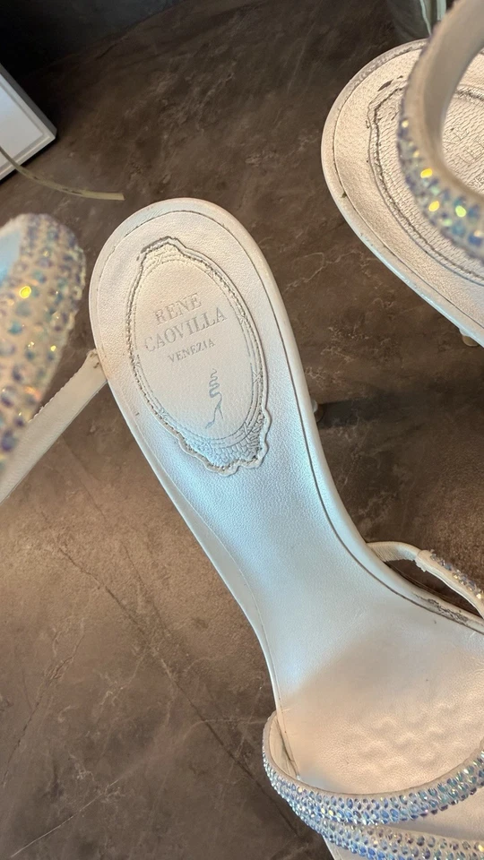 Свадебные туфли на белом каблуке Rene Caovilla - Изображение 3 из 4