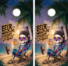 Beer Wants Me Tonight Cornhole Board Wrap LAMINATED Decal Vinyl Sticker #4989