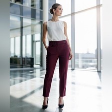 Veronica Beard Renzo Cropped Knit Pants Size 2 Office Party Oxblood