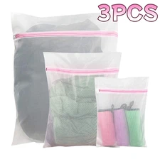 3X Mesh Laundry Zipped Wash Bag Washing Machine Net Bag For Socks Underwear