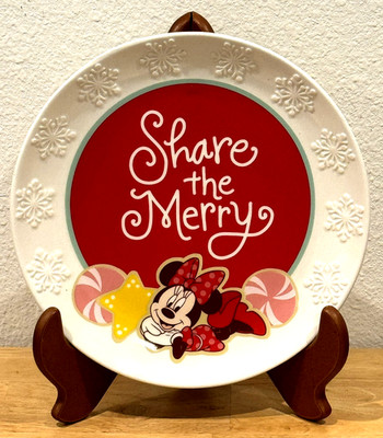 Disney Hallmark Minnie Share The Merry Christmas Snowflake 9'' Candy Cookie Plate