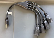 2-Pack 1 to 4 Outlet Power Splitter Cord 1.5 Feet - Brand New - Cable Matters