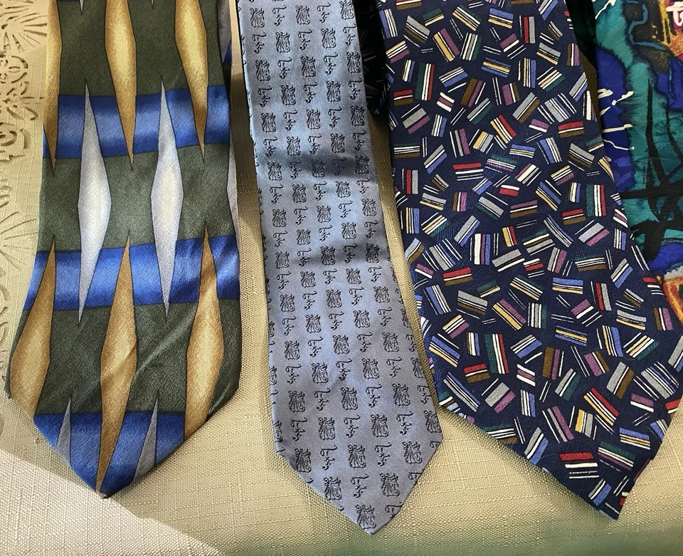 Vintage Retro Lot Unique Silk Neckties Ties 70s, 80s, 90s Bob Mackie Structure - Image 2 of 4