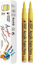 Yellow Paint Markers Paint Pens, 2 Pack Acrylic Permanent Marker Extra Fine Tip