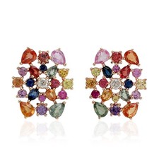Natural Sapphire Stud Earrings 18k Rose Gold ...