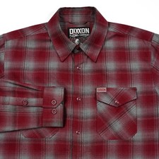 Dixxon Flannel Co Men's L/S Pinot Pearl Snap Button Up Shirt Red/Gray Large Tall