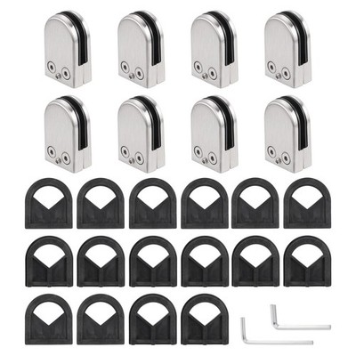 8-Pack Stainless Steel Glass Clamp Round for 8-12mm Glass Flat Bottom Silver