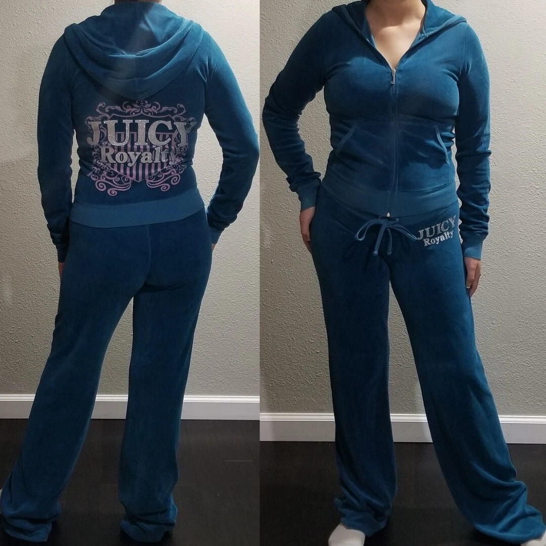 Vintage Y2k Juicy Couture TrackSuit Set Matching Blue XS Small