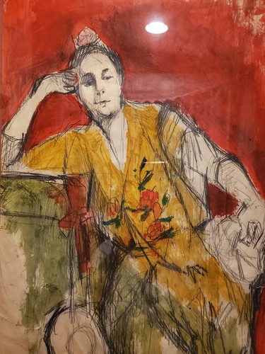 Vintage MCM Bernard Zalusky Painting Female Woman Portrait Expressionism - Picture 10 of 12
