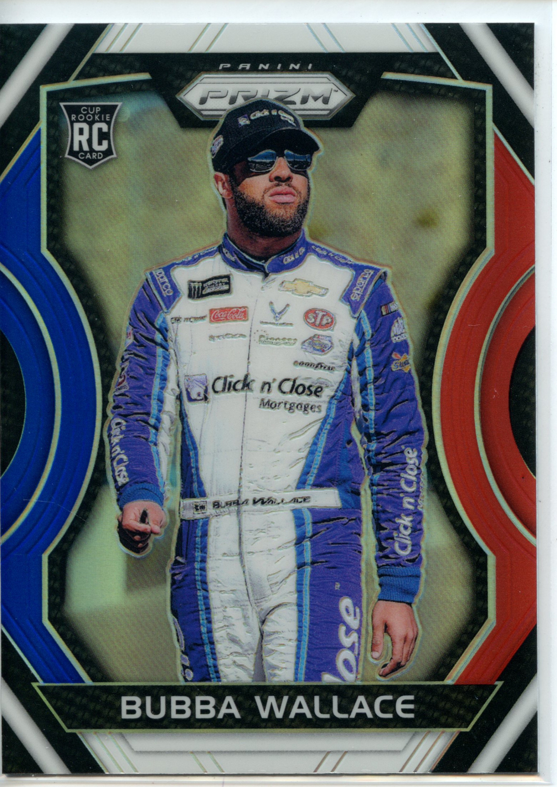 2018 Panini Prizm Racing NASCAR RED WHITE BLUE Parallel #11 Bubba Wallace RC