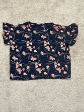 Loft Womens Shirt Size Small Linen Multicolor Floral Print Classic Comfort