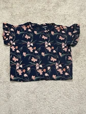 Loft Womens Shirt Size Small Linen Multicolor Floral Print Classic Comfort