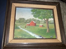 Original Oil painting-Vima parenteau oil painting of Connecticut Farm  8”x 10”