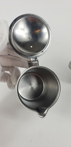 Vintage Mini Creamer Syrup Pitcher Stainless Steel Restaurant Lot of Two - Picture 6 of 12