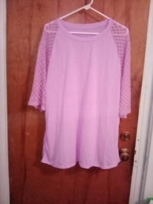 Women's Plus Size Summer Top - Lavender w/ Sheer Sleeves