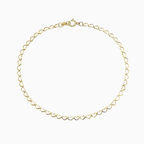 Pori Jewelry 14K Gold 2.5MM Open Heart Link Chain Anklet - Yellow & White Gold - 第 1/9 張圖片