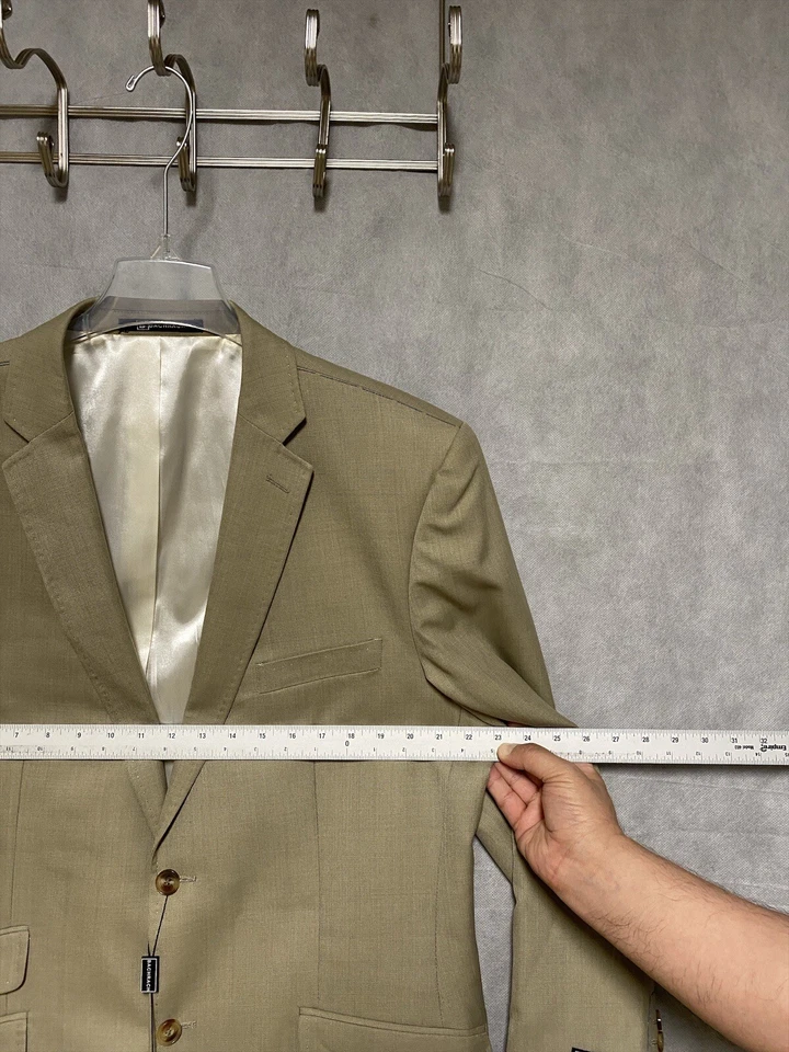 NWT Bachrach Suit Men 44R Beige 2B Career Hacking Wool Pants W33 Unhemmed Luxury - Image 3 of 4