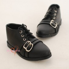 1/3SD Uncle ID BJD Shoes Black PU Leather Doll Suit Shoes Double Buckles Lace-up