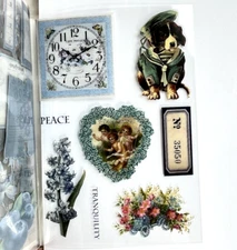 Vintage Victorian Style 20 Sheets Sticker Book Blue Green Collage Junk Journal