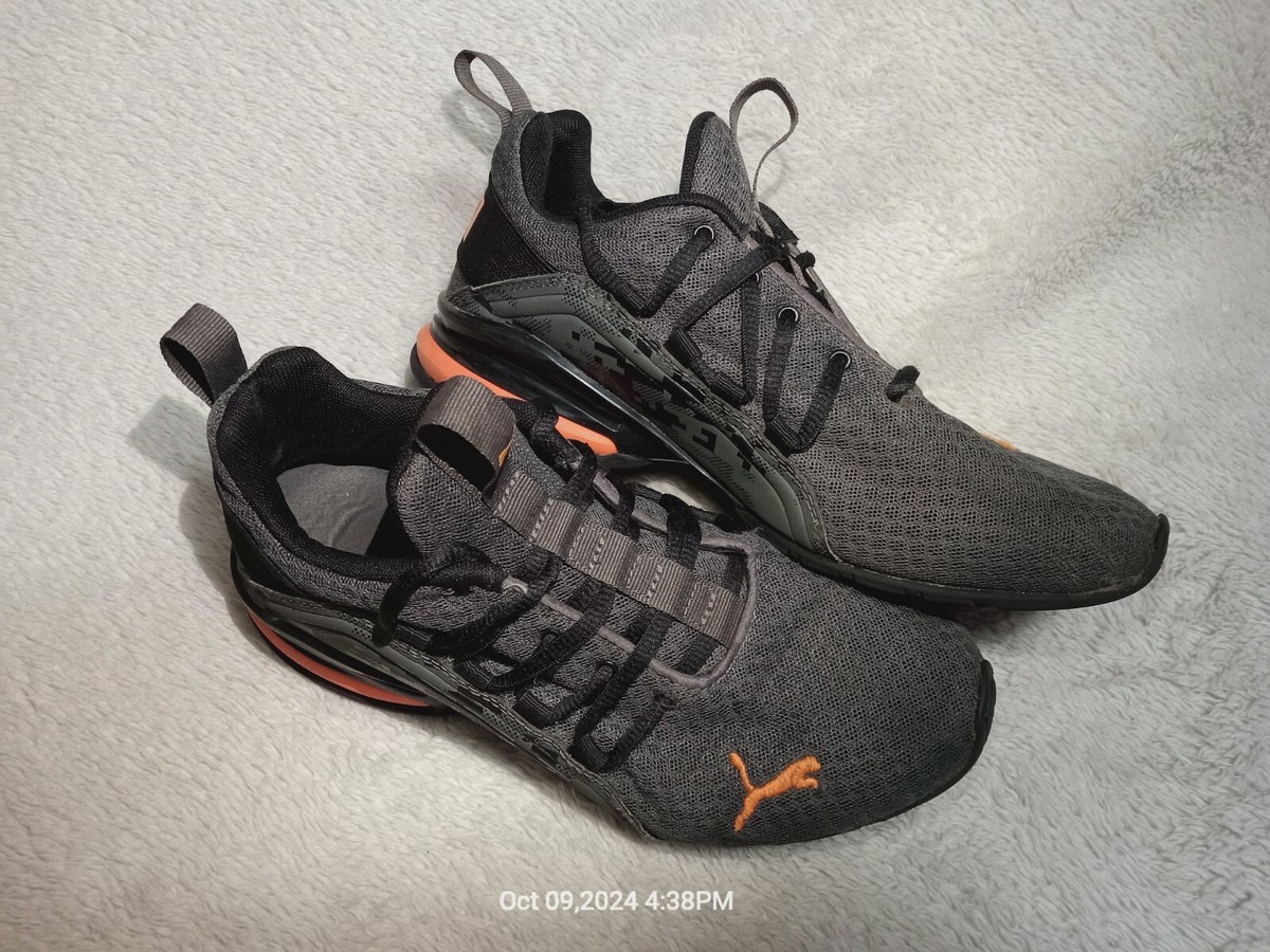 Puma 376378-01 Axelion Sneakers Shoes Orange - Gray - Black - Size
