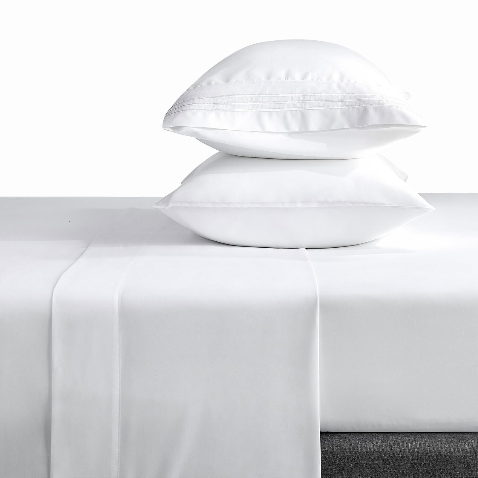 Full Bed Sheets Set 1800 Series 4-Piece Embroidered Double Brushed Microfiber...-image