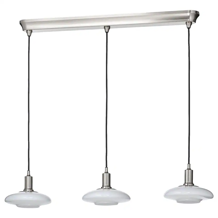 IKEA TALLBYN ペンダントライト 本体 IKEA TALLBYN Pendant lamp with 3 lamps, nickel plated/opal glass