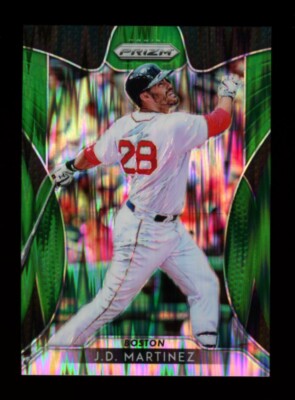 2019 Panini Prizm Baseball #91 JD MARTINEZ Forest Green Prizm SSP #'d/5 Red Sox