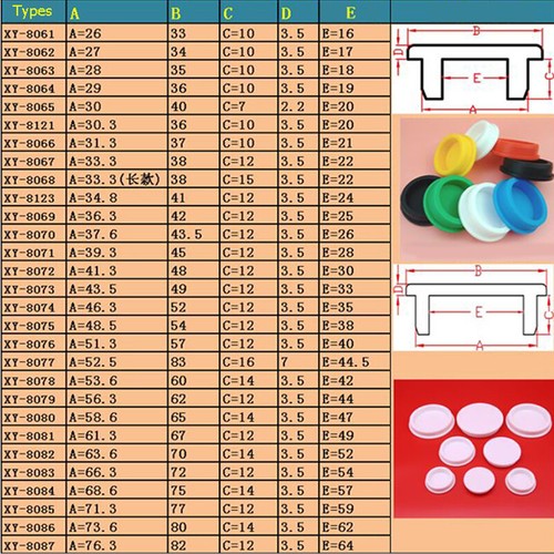 Ø31.3~201.5mm Hole Plugs Blanking End Caps PVC Pipe Plug Silicone Rubber White - Picture 7 of 8