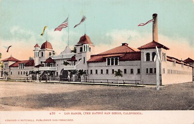 San Diego California Public Pool Early 1900s Broadway D Street Beach Postcard W8