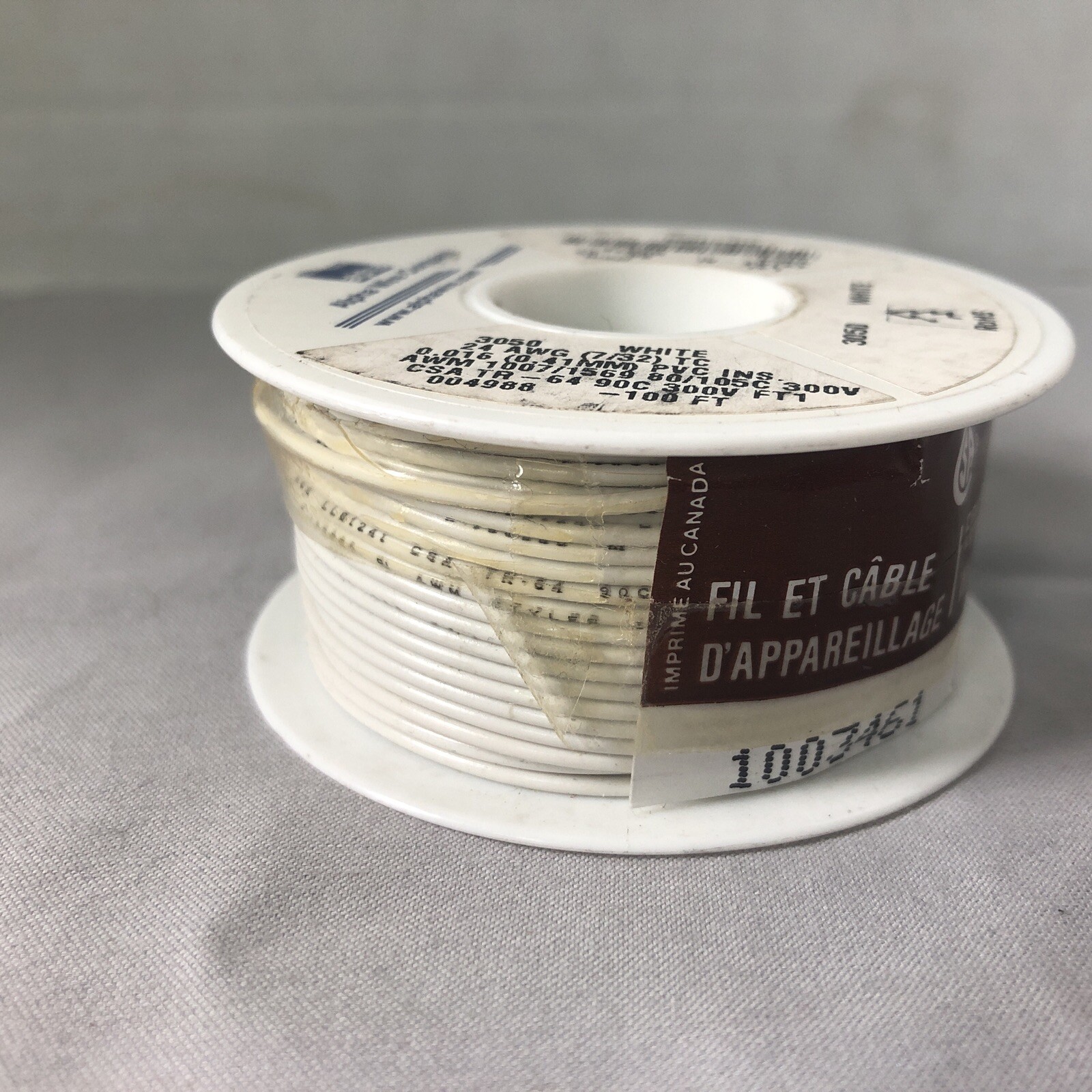 AWM 1007/1569 80/105C 300V FT1 Internal Wiring 24AWG 3050 WHITE 100Ft ...