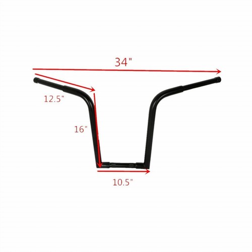 1-1/4" 16" Rise Fat Ape Hanger Bars for Harley-Davidson XL 883 N Iron 16-16 - Picture 5 of 7