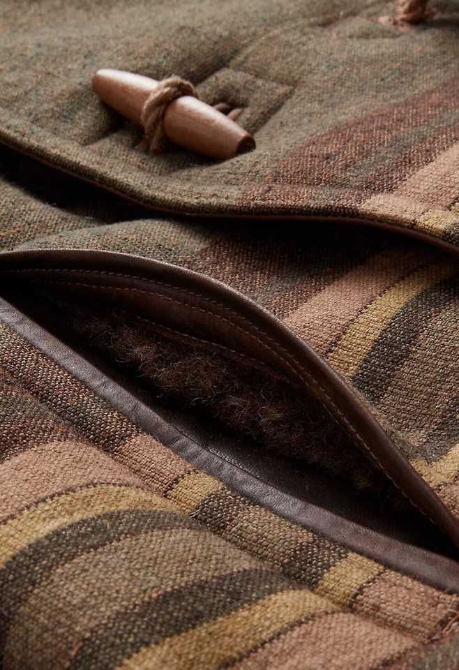 RRL Double RL Ralph Lauren Wool Peacoat Shearling Striped Jacket Men's