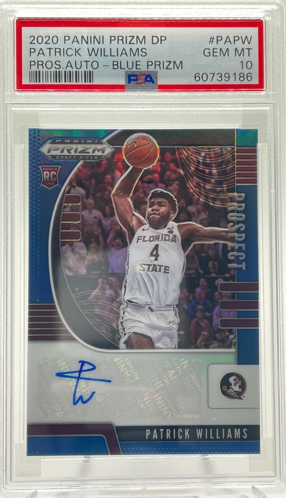 PSA 10 Patrick Williams 2020 Panini Prizm Draft Picks Blue Auto /149 Rookie RC