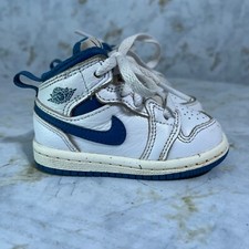 Jordan 1 Mid Retro Toddler Youth Size 4C Baby Shoes White Blue Athletic Sneakers