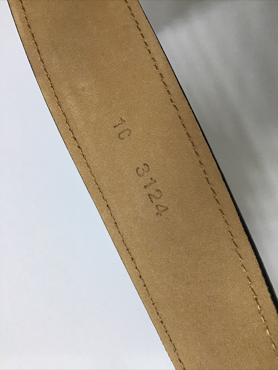Prada Belt Pebbled Black Leather Brass Buckle 1.5 Inch Strap