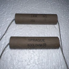 SPRAGUE KOOLOHM 350  OHMNON INDUCTIVE  14 WATT RESISTORS, NEW (2) PACK