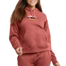 Champion Womens Powerblend Color Block Foil C Fleece Hoodie Size S MSRP 55