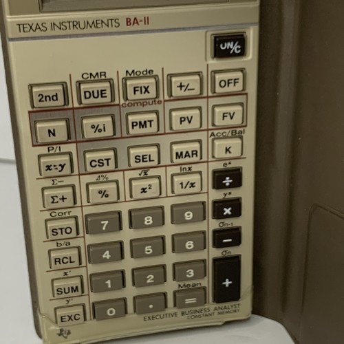 Texas Instruments BA-II Executive Business Analyst Calcolatrice con Custodia Vintage - Foto 2 di 4