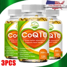 3 CoQ10 Coenzyme Q-10 300mg Capsules BIOPERINE Antioxidant Heart Energy Softgel
