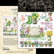 Graphic45 GROW WITH LOVE RUB-ON TRANSFER SET (2) Sheets scrapbooking GARDEN