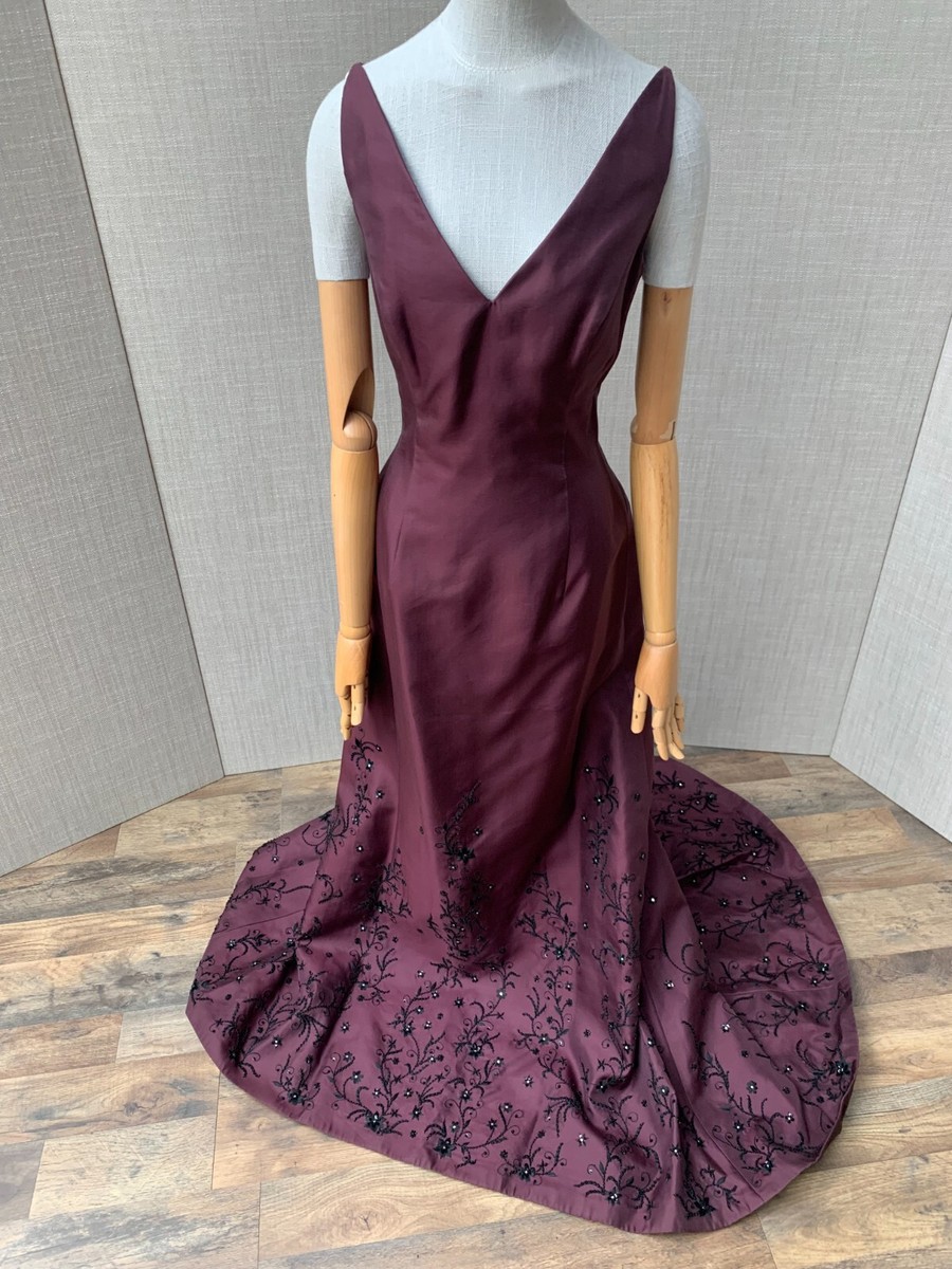 Evening gown Anne Barge, silk mikado formal dress shawl